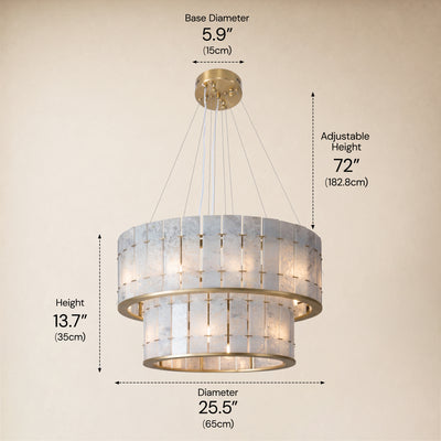 Pietra Blude Marble Two-Tier Round Chandelier 25.5"D
