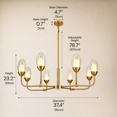 Cressa Oval Glass Round Chandelier 37"D