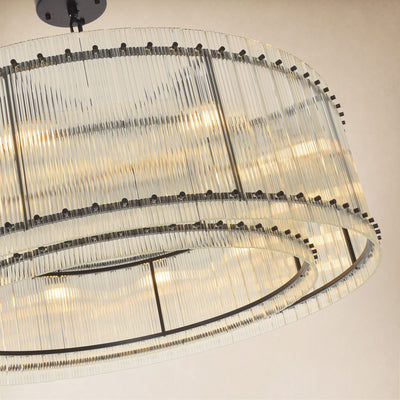 Solvayne Ribbed Glass Round Chandelier 48"D