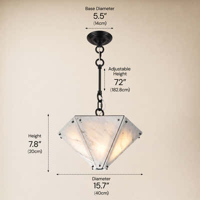 Pietra White Marble Hexagonal Lantern Pendant 15.7"D