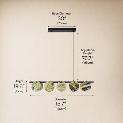 Pietra Green Marble Disc Linear Chandelier 47.2"W
