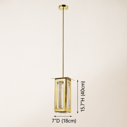 Baluster Rectangle Glass Pendant 18cm W