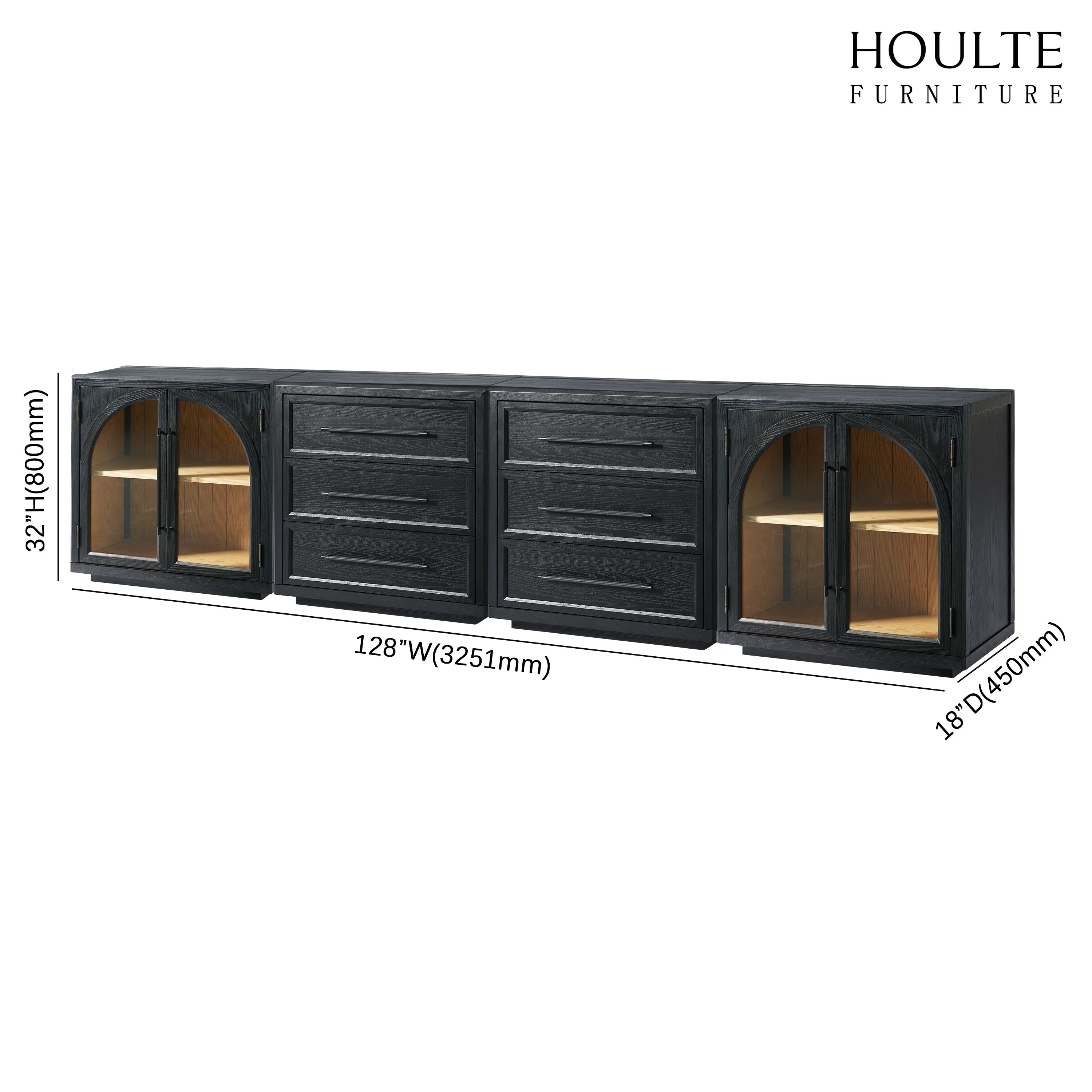 Alvar Arched 128″ Oak Modular Media Console(Set of 4)