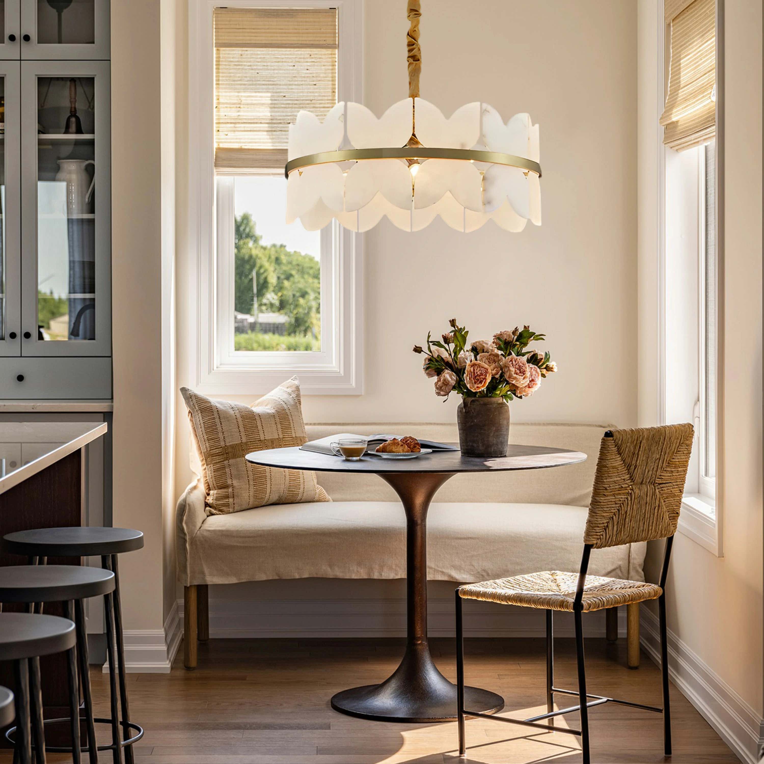 Cloudscape Alabaster Brass 1-Layer Chandelier 61cm D