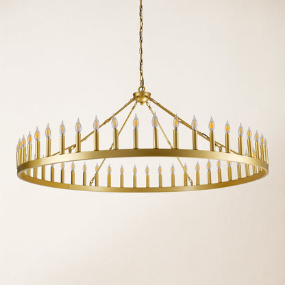Wagon Wheel Candle Round Chandelier 163cm