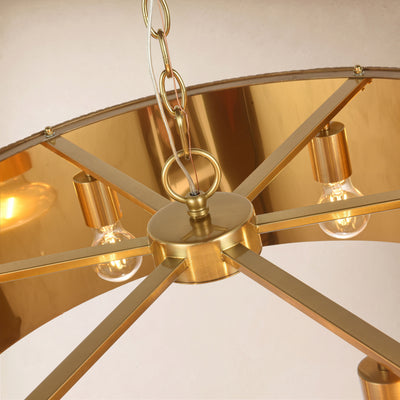Eldwyne Oak Ribbed Drum Chandelier 30"D