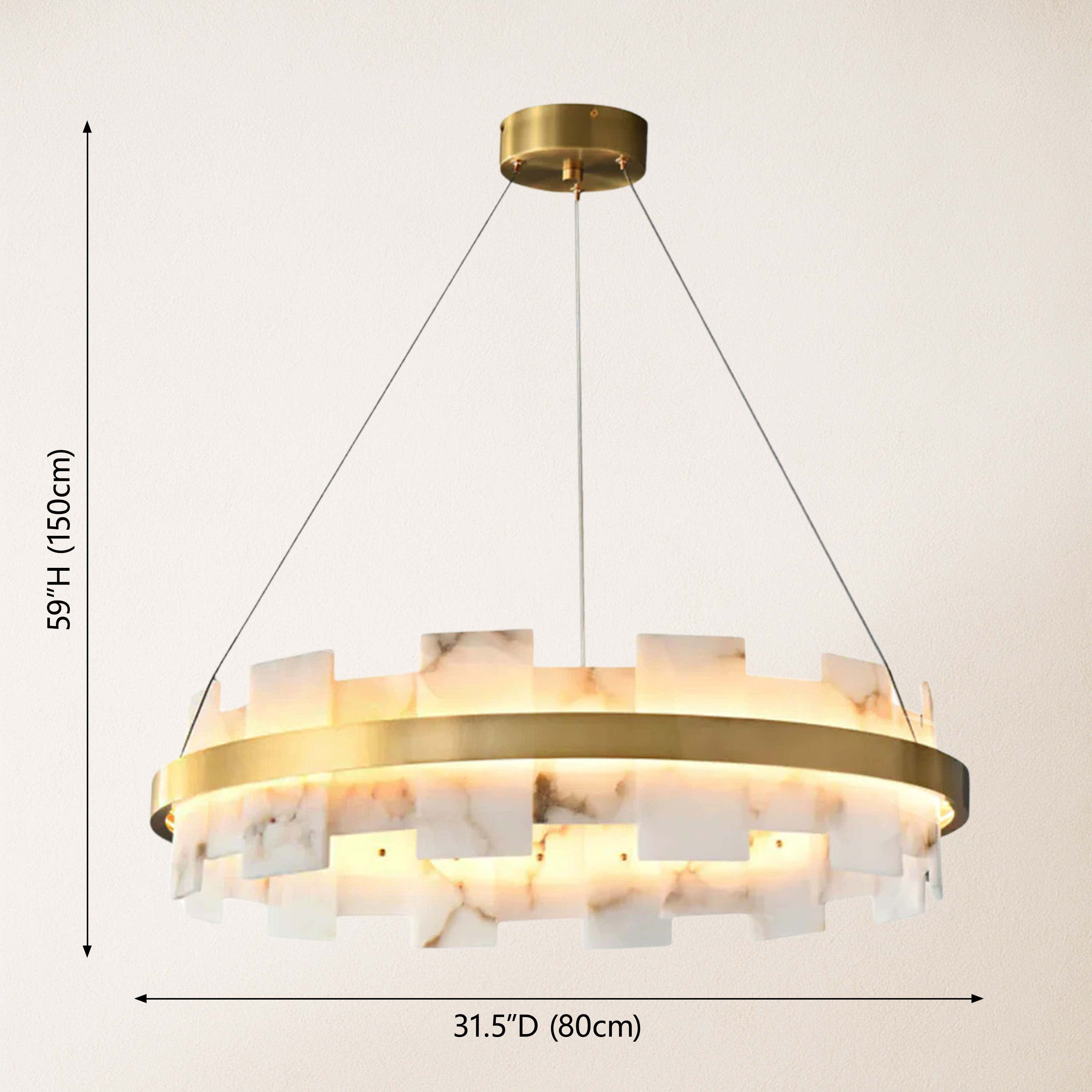 Calia Halo Alabaster Round Chandelier dimensions 3