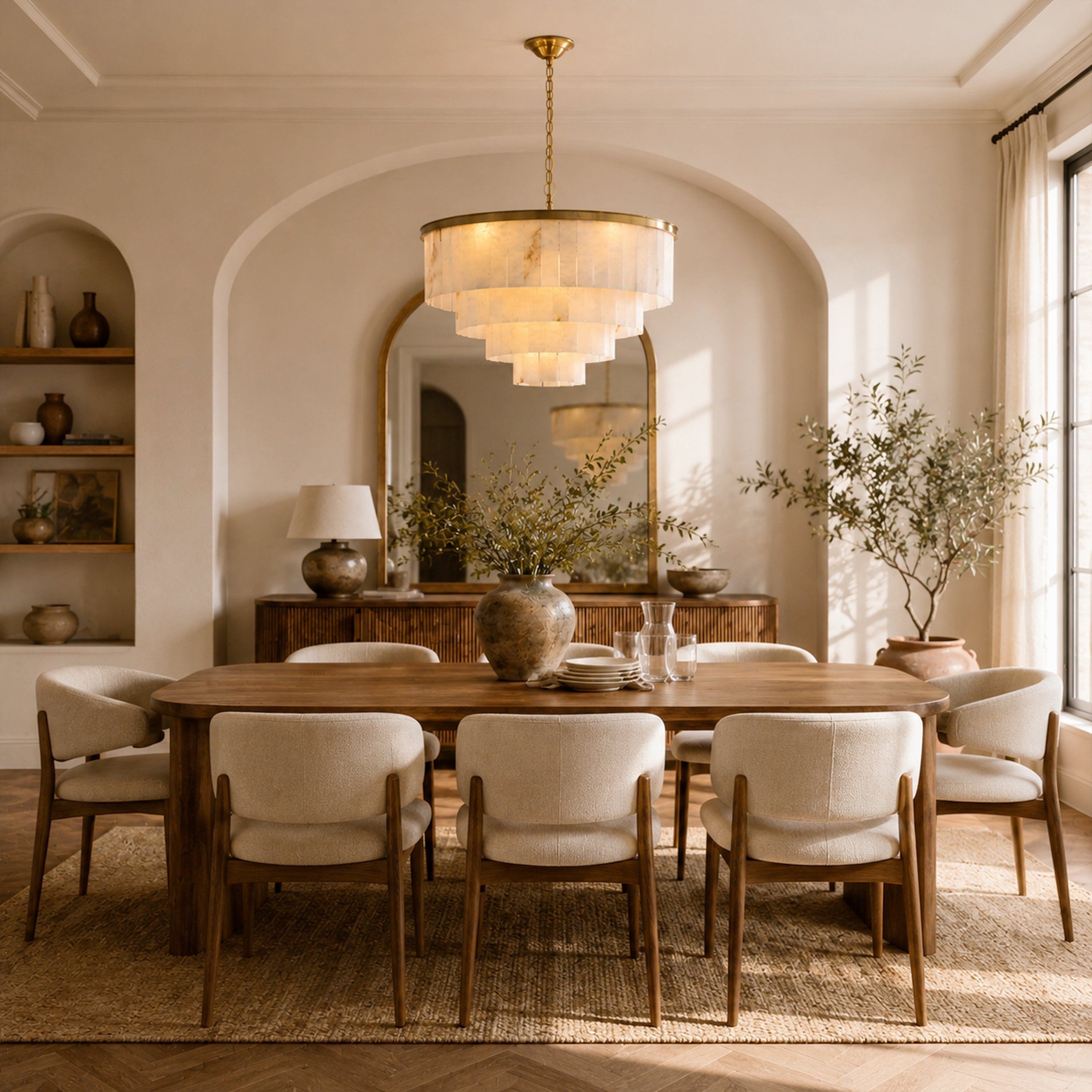 Montrava Alabaster Tiered  Round Chandelier