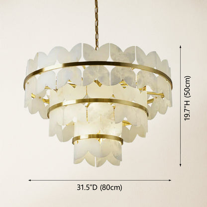 Cloudscape Alabaster Brass 3-Layer Chandelier 80cm D