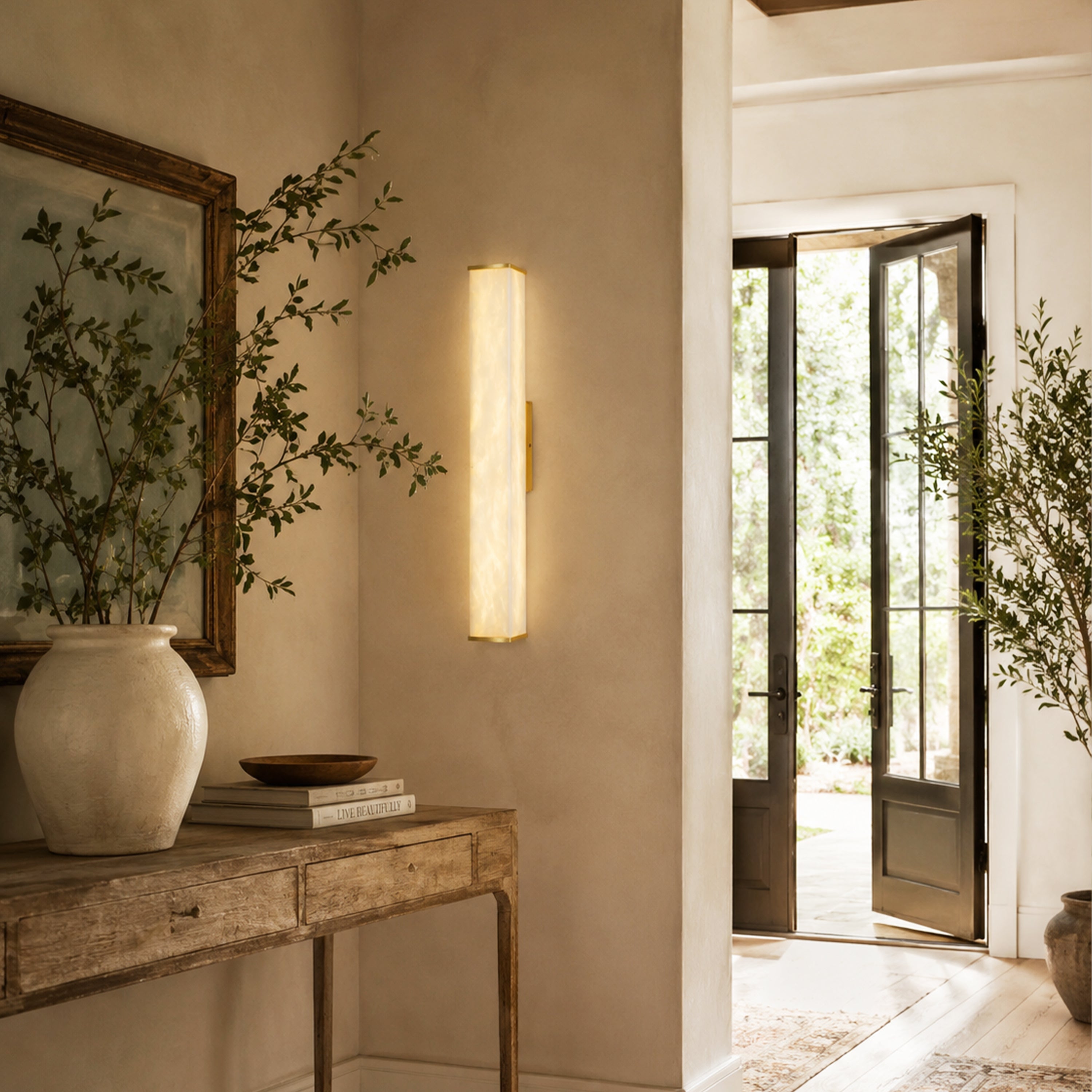 Valoria Alabaster Rectangular Wall Sconce