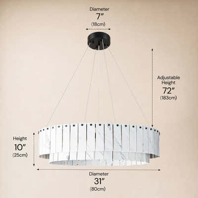 Pietra White Marble Tiered Drum Chandelier 24" 31"D