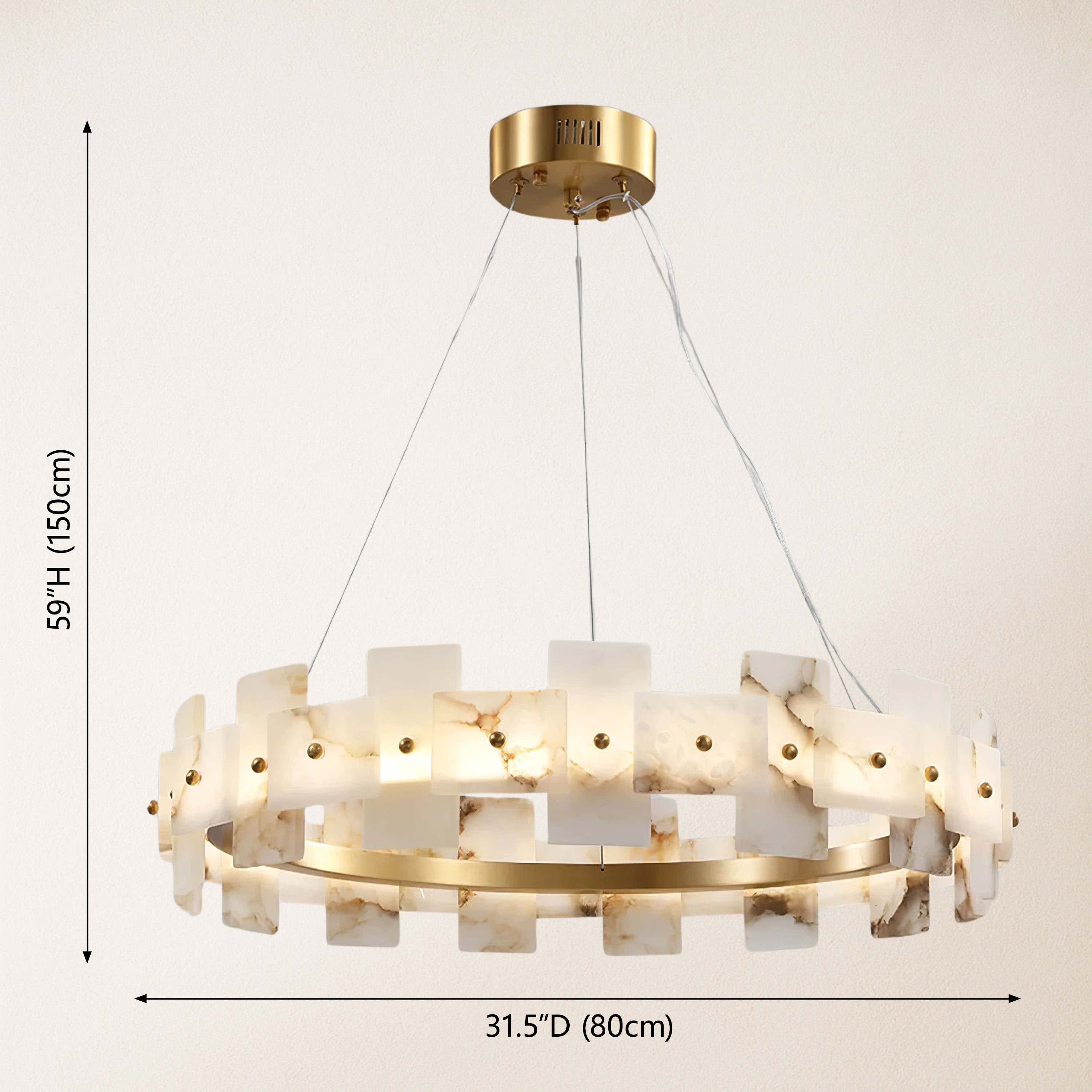 Calia Halo Alabaster Round Chandelier dimensions 1
