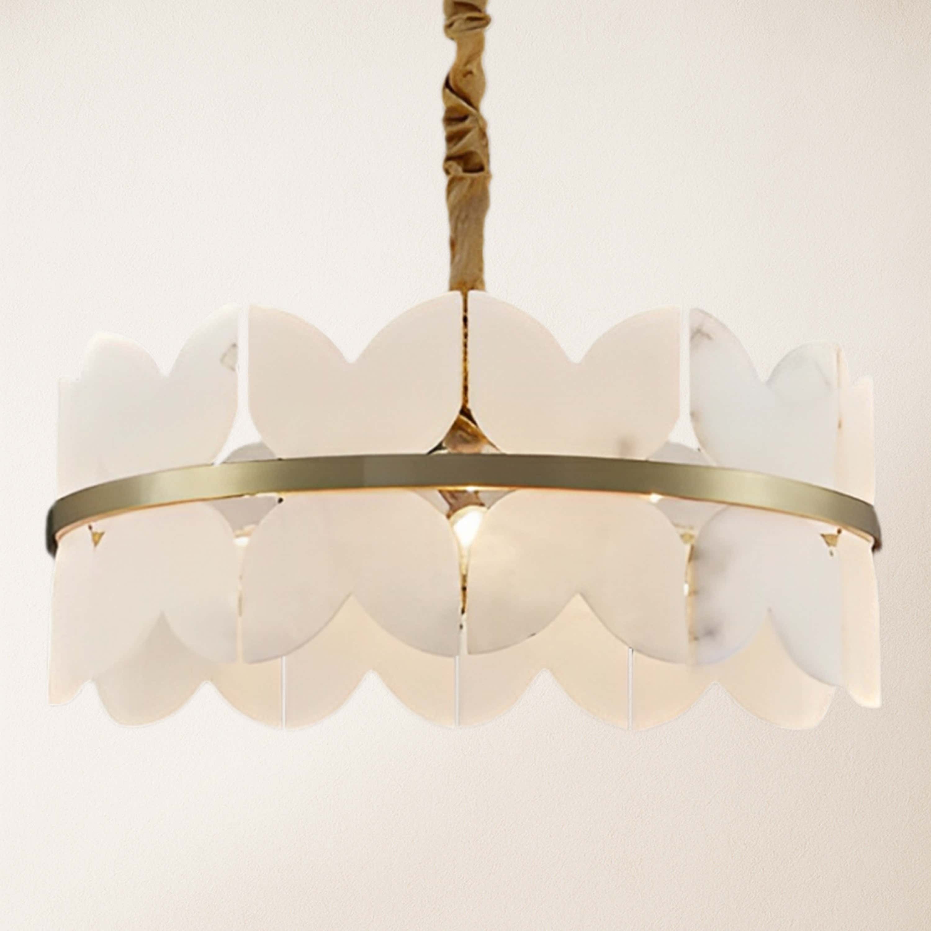 Cloudscape Alabaster Brass 1-Layer Chandelier 40cm D