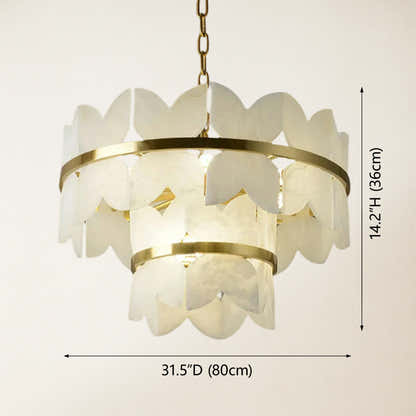 Cloudscape Alabaster Brass 2-Layer Chandelier 80cm D