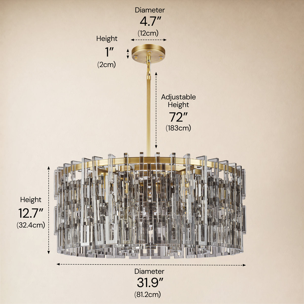Cirelle Crystal Round Chandelier 31.9"D 