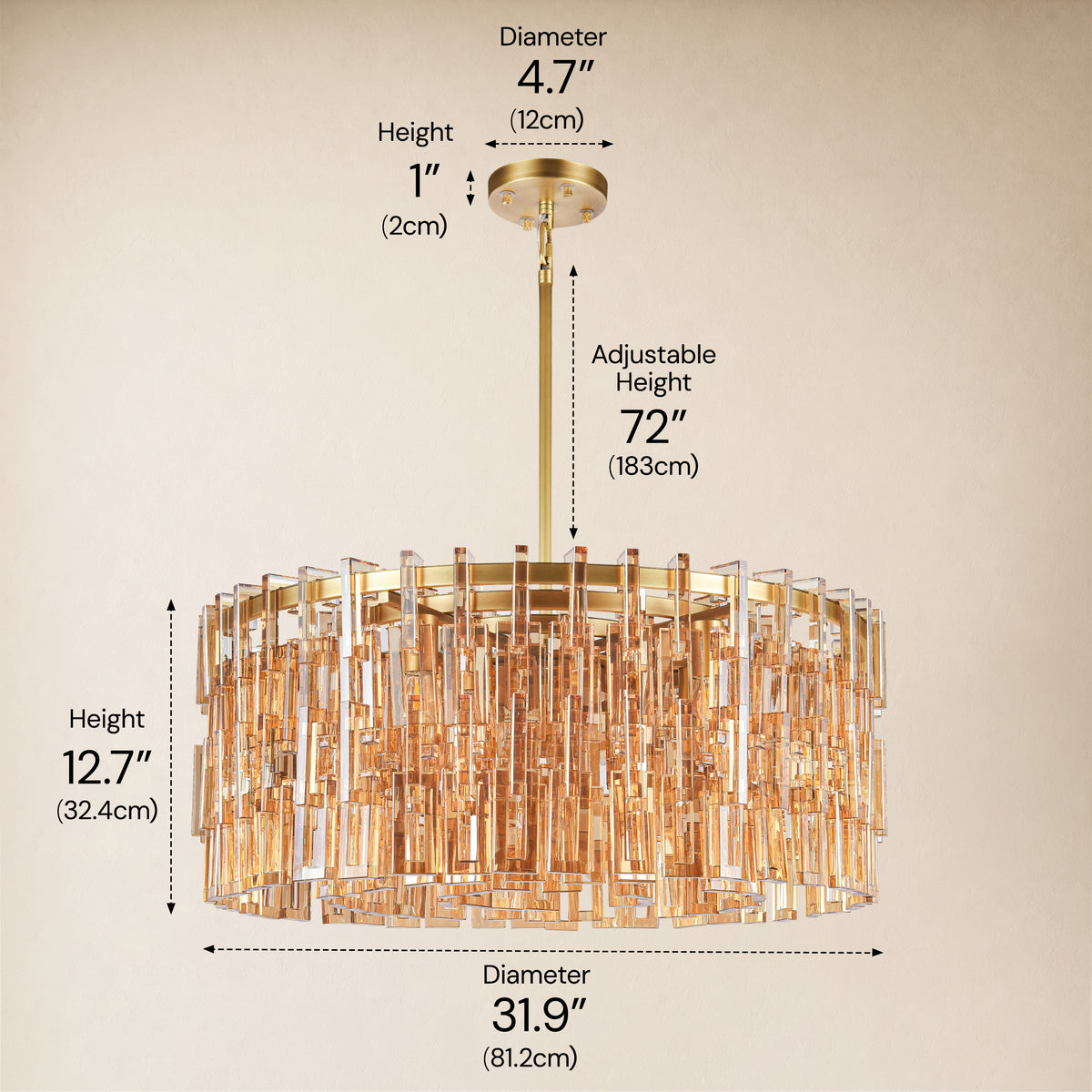 Cirelle Crystal Round Chandelier 31.9"D 