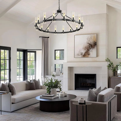 Cylora Glass Tube Round Chain Chandelier 152cm