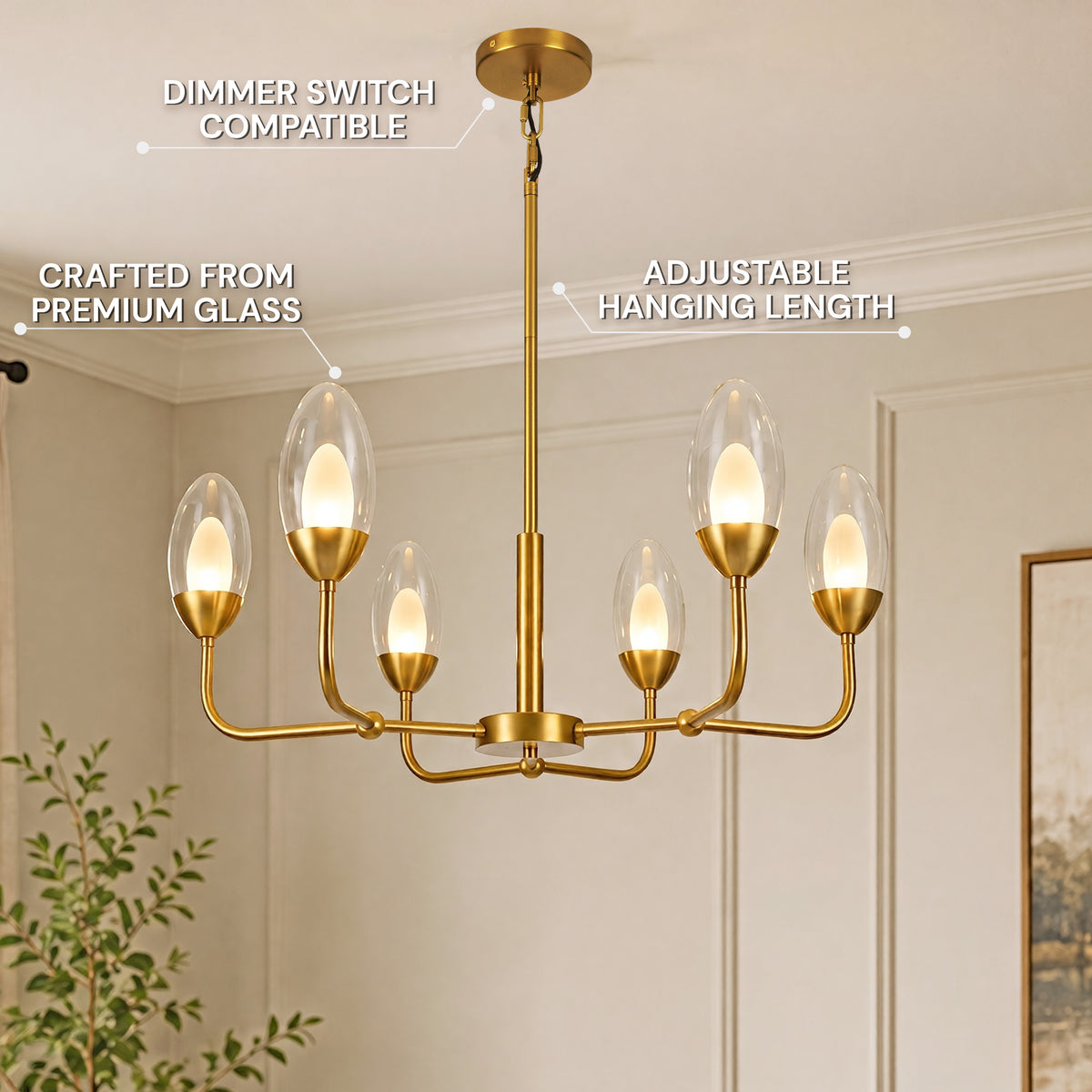 Cressa Oval Glass Round Chandelier 30"D