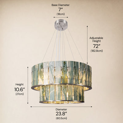 Pietra Victoria Green Marble Two-Tier Round Chandelier 25.5"D