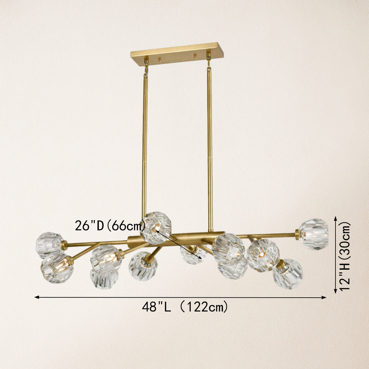 Parisian Crystal Linear Chandelier 122 cm L