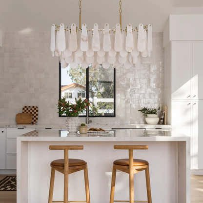 Caldera Alabaster Rectangular Chandelier 40"