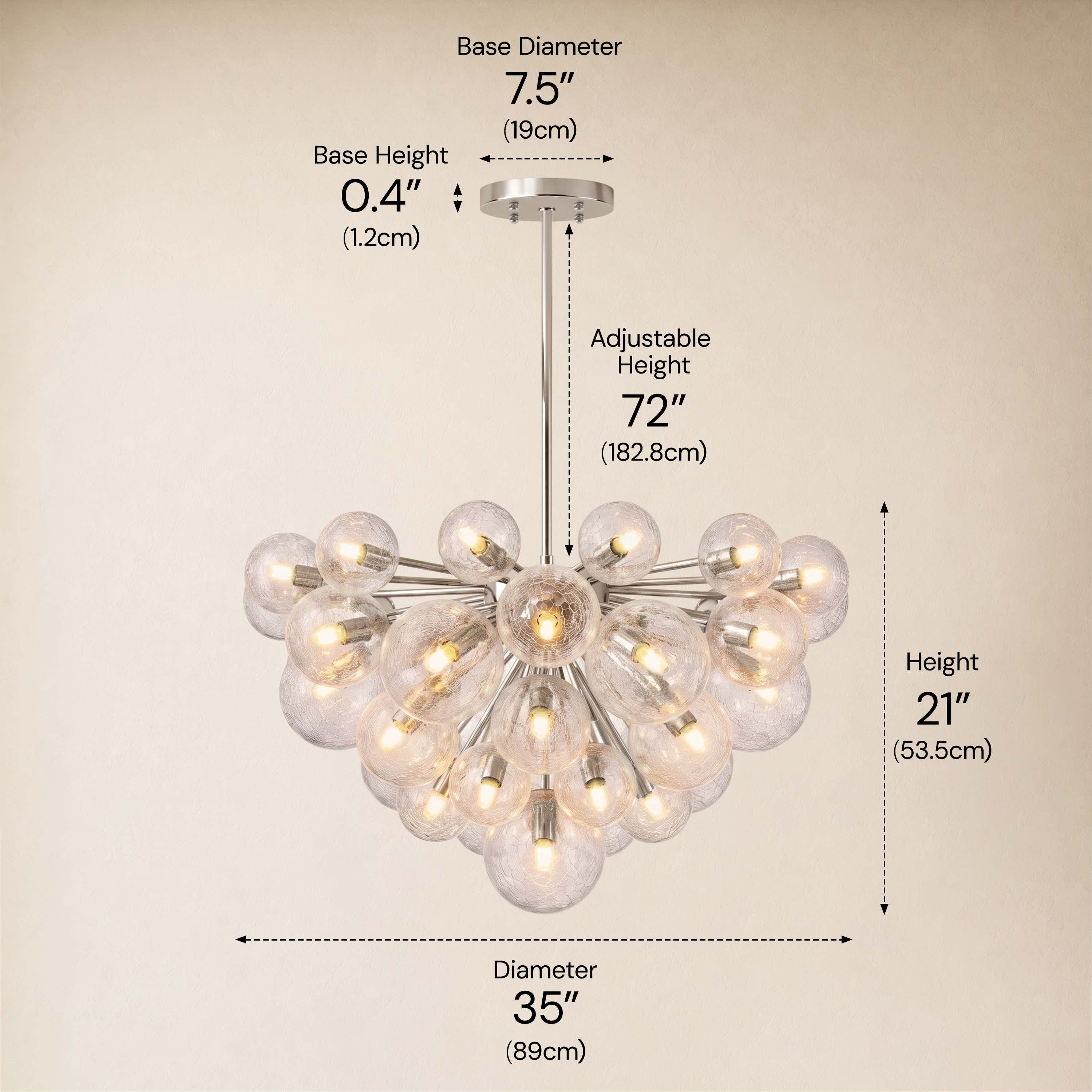 Elowen Crackled Glass Cluster Round Chandelier 24" 35"D