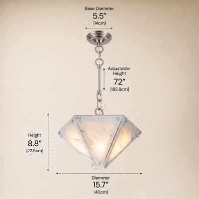 Pietra Porcelain White Marble Hexagonal Pendant 15.7"D