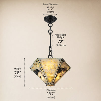 Pietra Green Marble Hexagonal Lantern Pendant 15.7"D