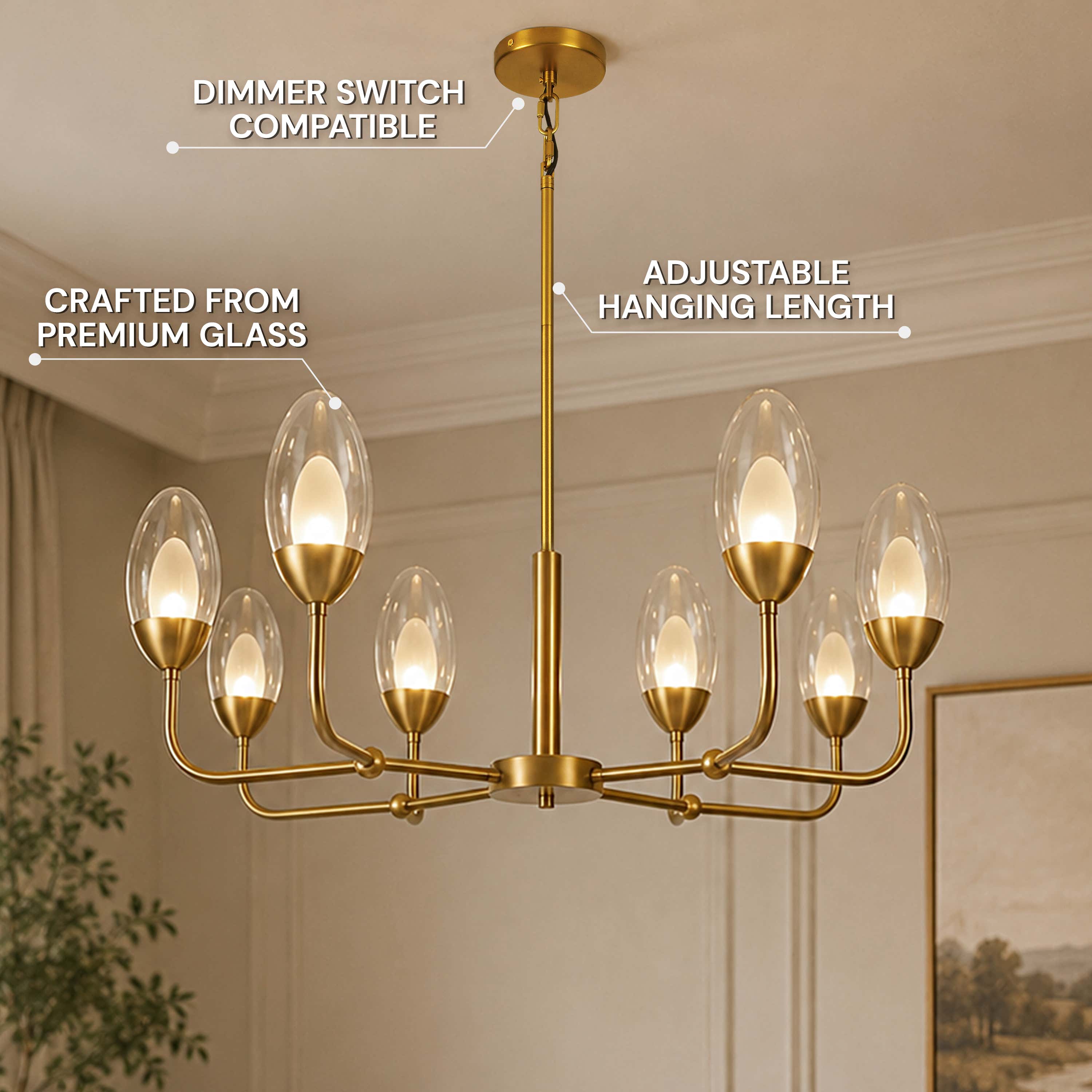 Cressa Oval Glass Round Chandelier 37"D
