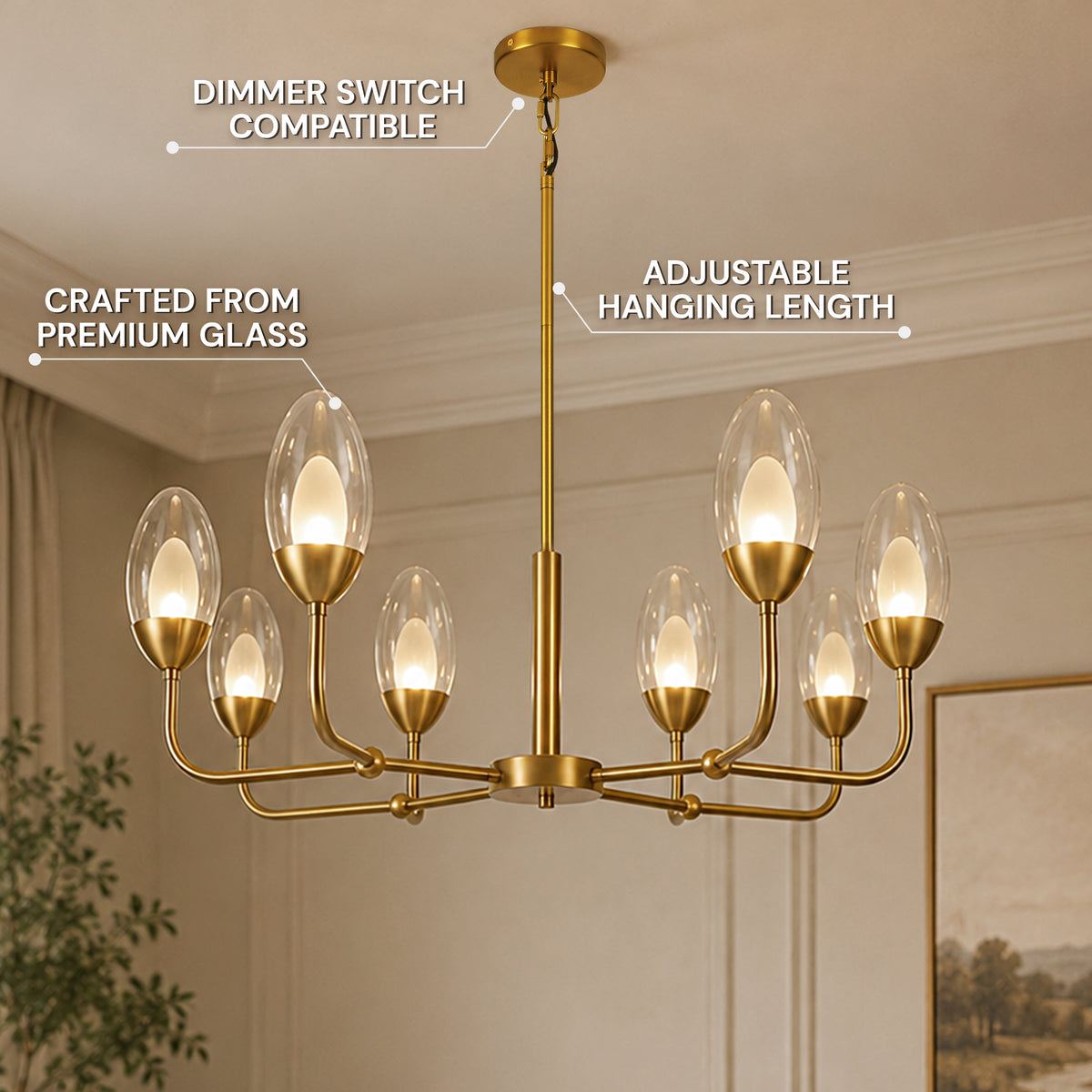 Cressa Oval Glass Round Chandelier 37"D