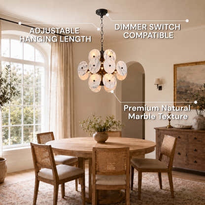 Pietra White Marble Pendant 17.7"D
