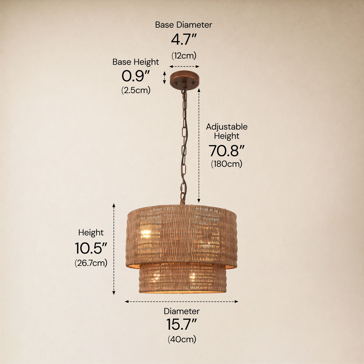 Cavana Rattan Round Pendant 16"D#Finish_Natural