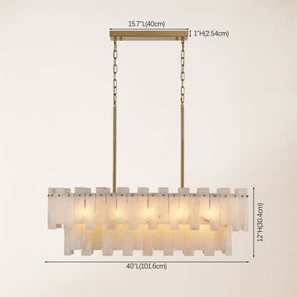 Nivislight Alabaster 2-Tier Rectangular Chandelier 101cm D