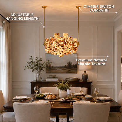 Pietra Amber Marble Panel Chandelier 27.5"W