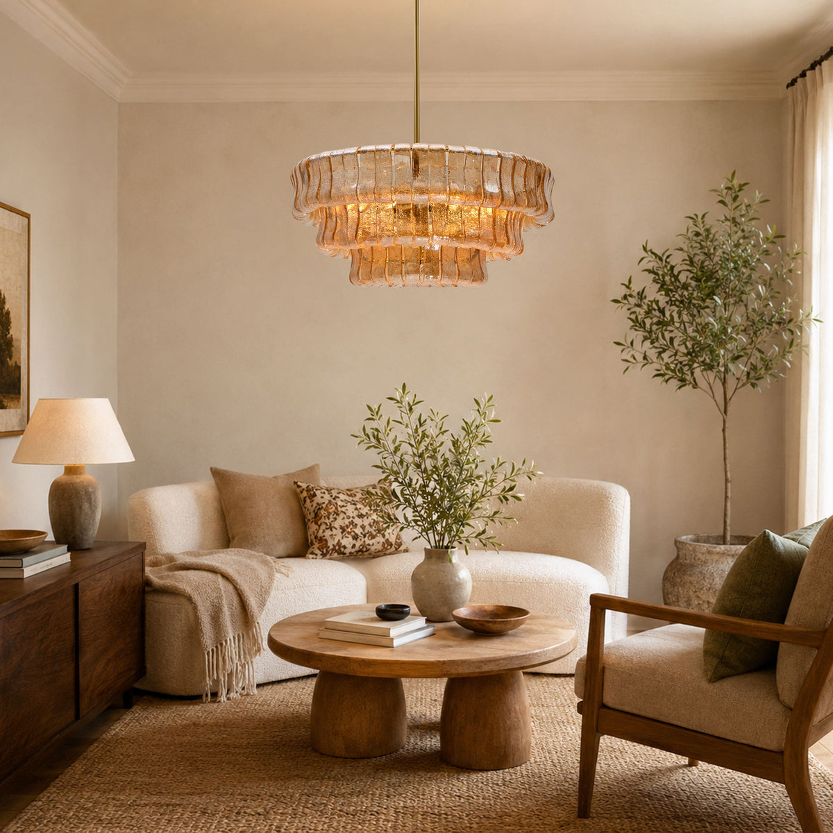 Ondalia Art Glass Round Chandelier