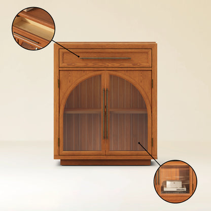 Alvar Arched 94.5" Oak Sideboard with Drawers(Set of 3)