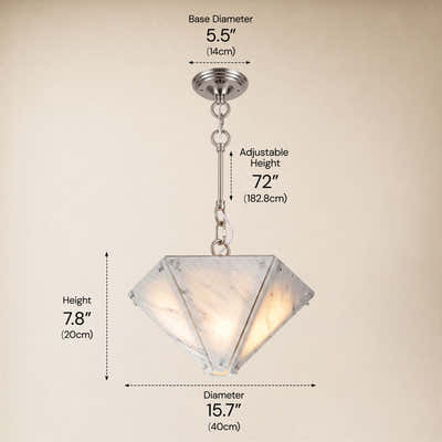Pietra White Marble Hexagonal Lantern Pendant 15.7"D