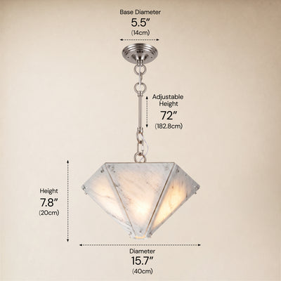 Pietra White Ink Marble Hexagonal Lantern Pendant 15.7"D