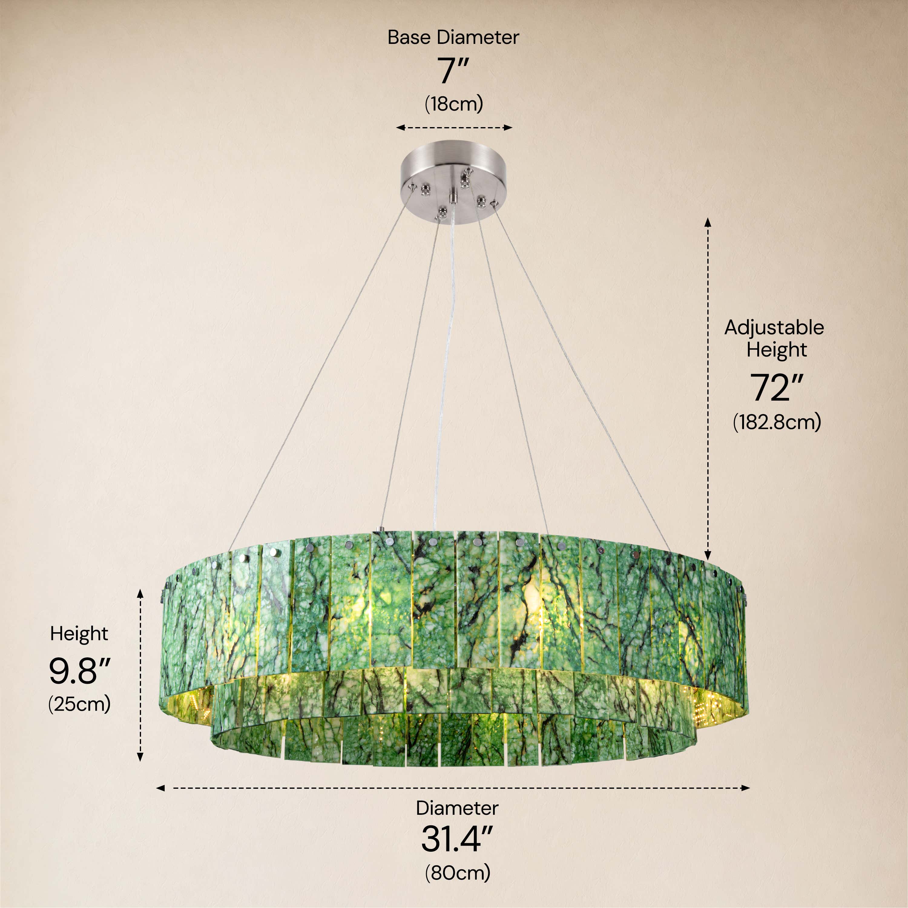Pietra Verde Stone Tiered Round Chandelier 31.4"D