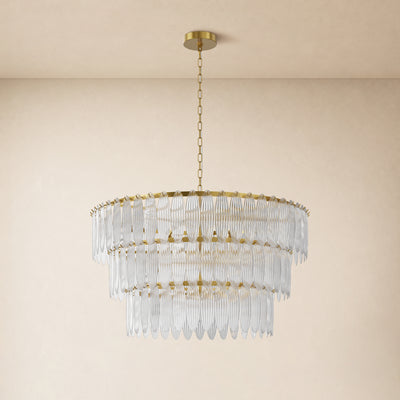 Ardelyne Glass Three-Tier Round Chandelier 26-38"D 