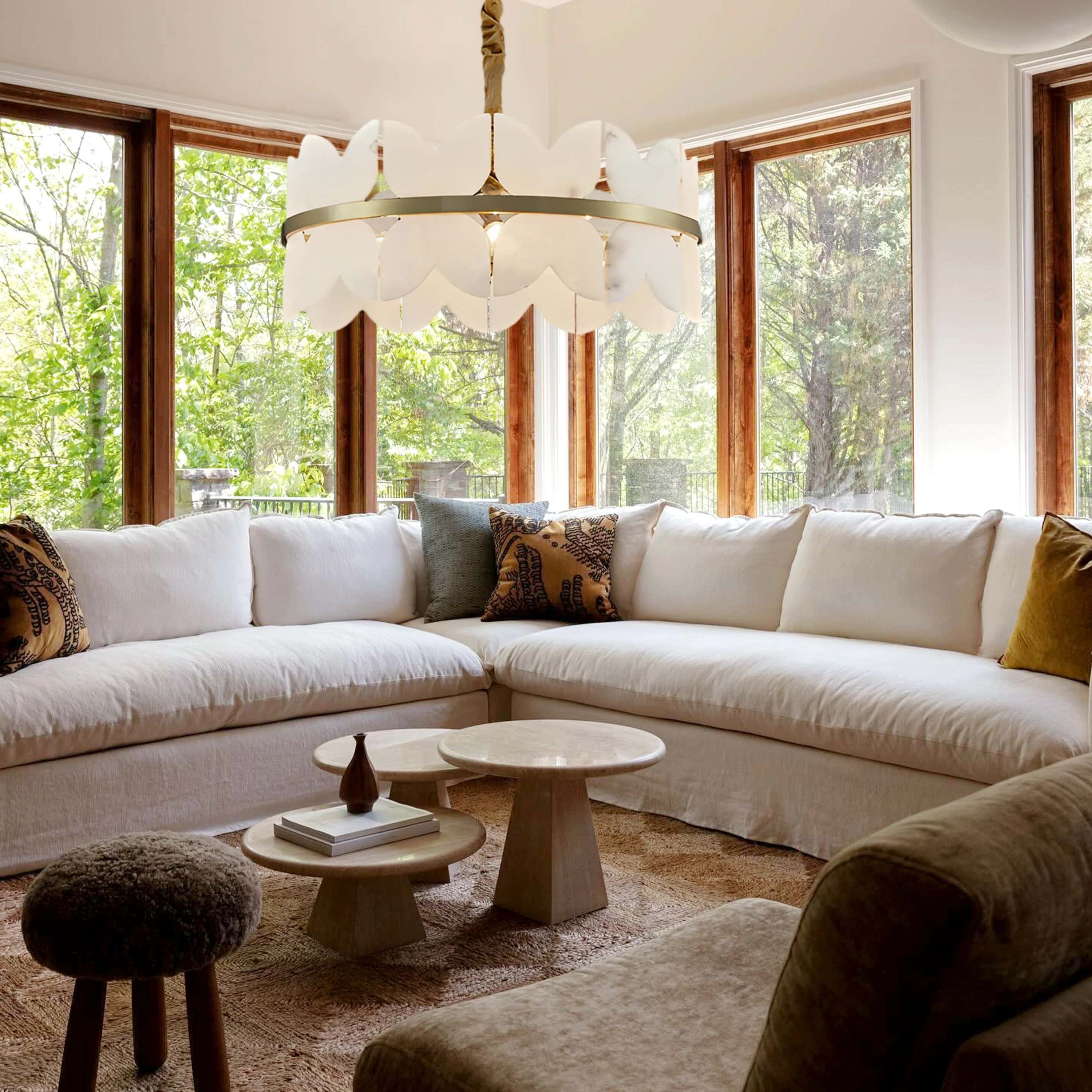 Cloudscape Alabaster Brass 1-Layer Chandelier 61cm D