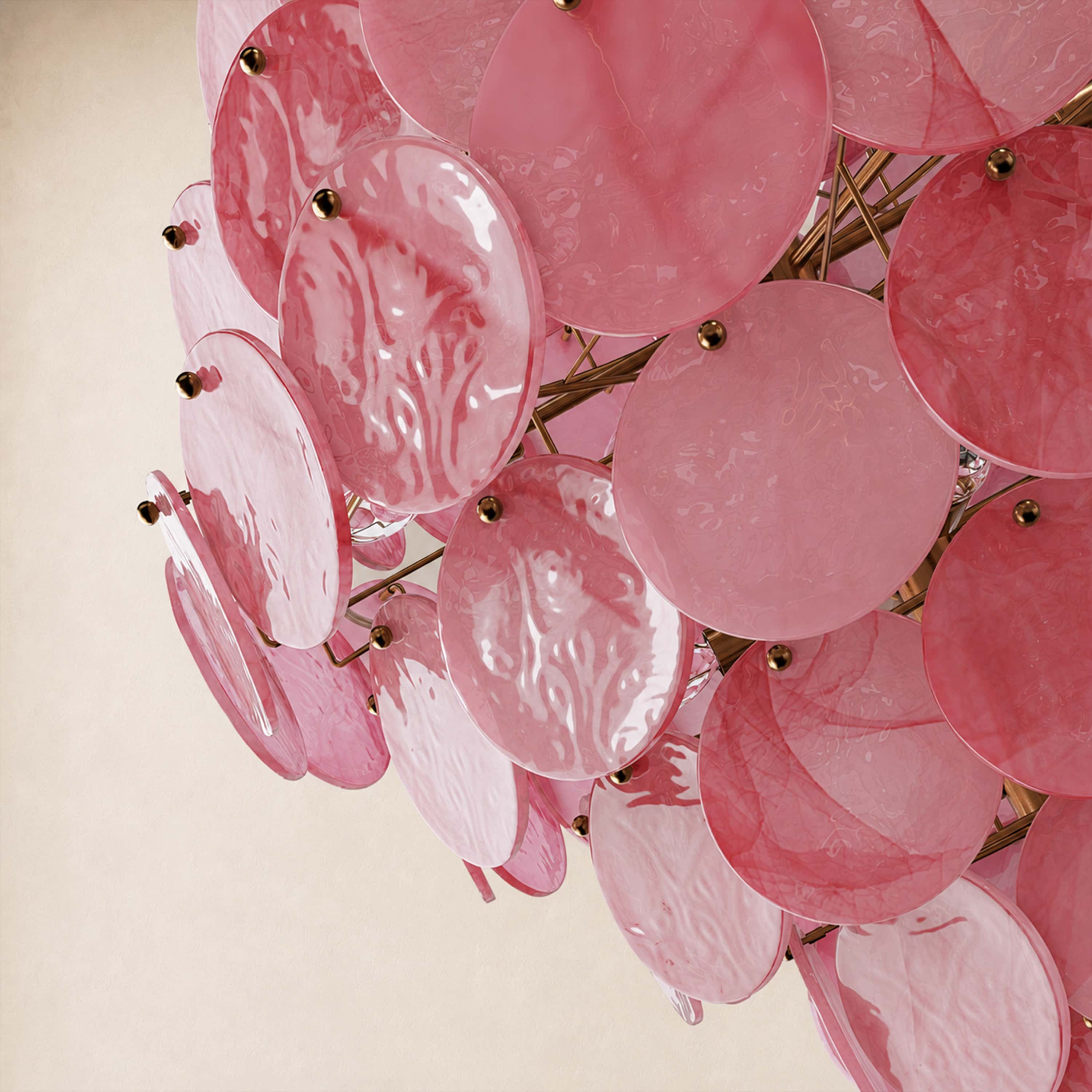 Auralis Pink Glass Disc Round Chandelier 20" 24" 31.5"D