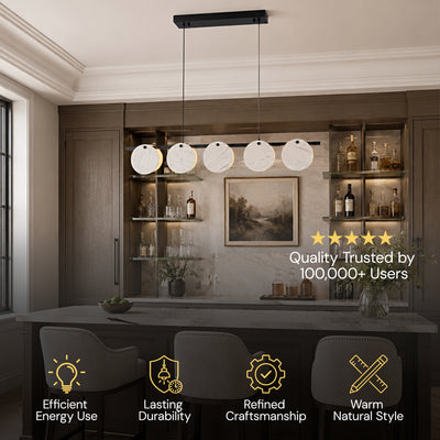 Pietra White Marble Disc Linear Chandelier 47.2"W