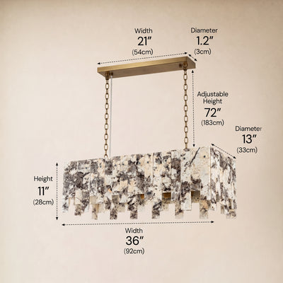 Pietra Quartzite Rectangular Linear Chandelier 36" 40"W