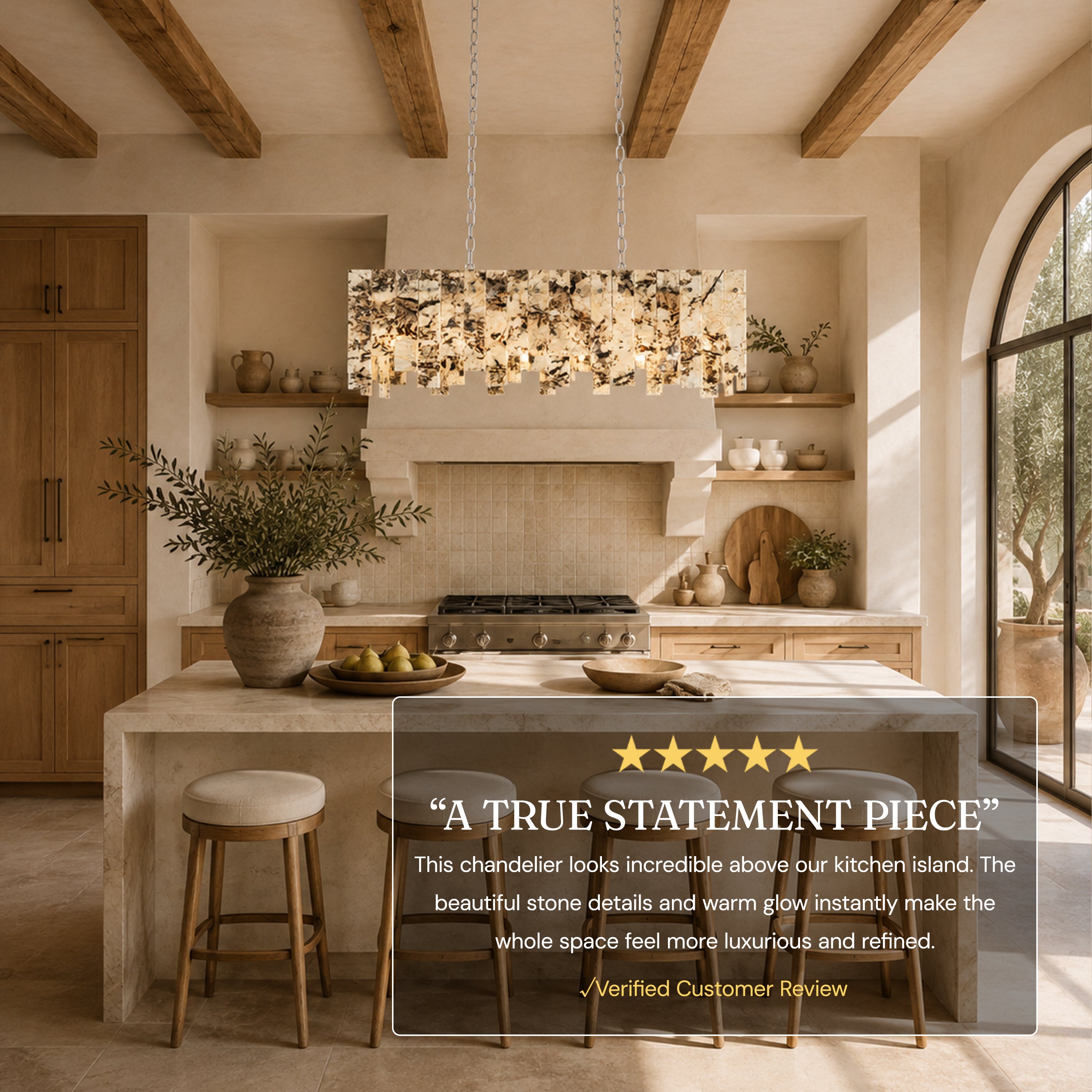 Pietra Quartzite Rectangular Linear Chandelier 36" 40"W