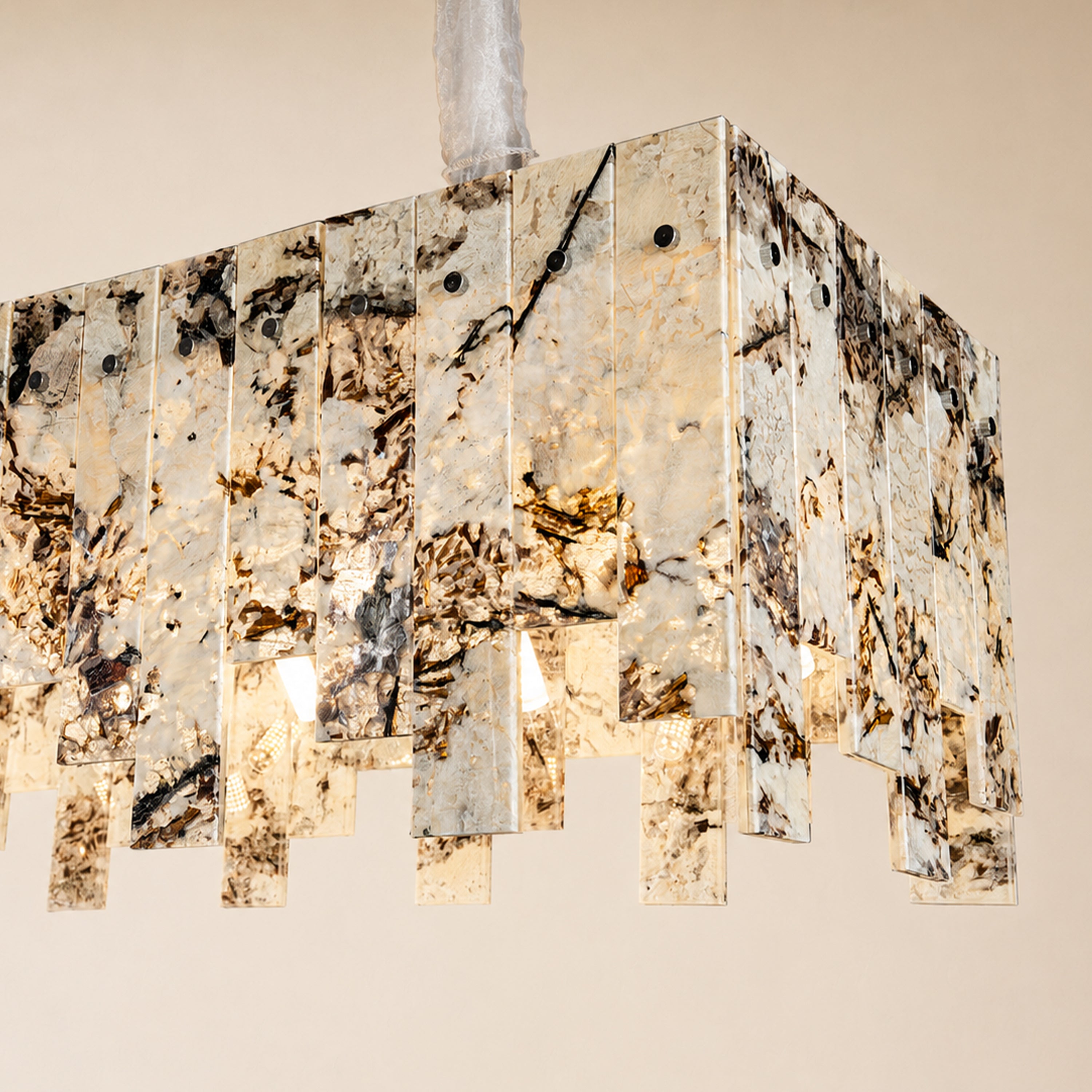 Pietra Quartzite Rectangular Linear Chandelier 36" 40"W