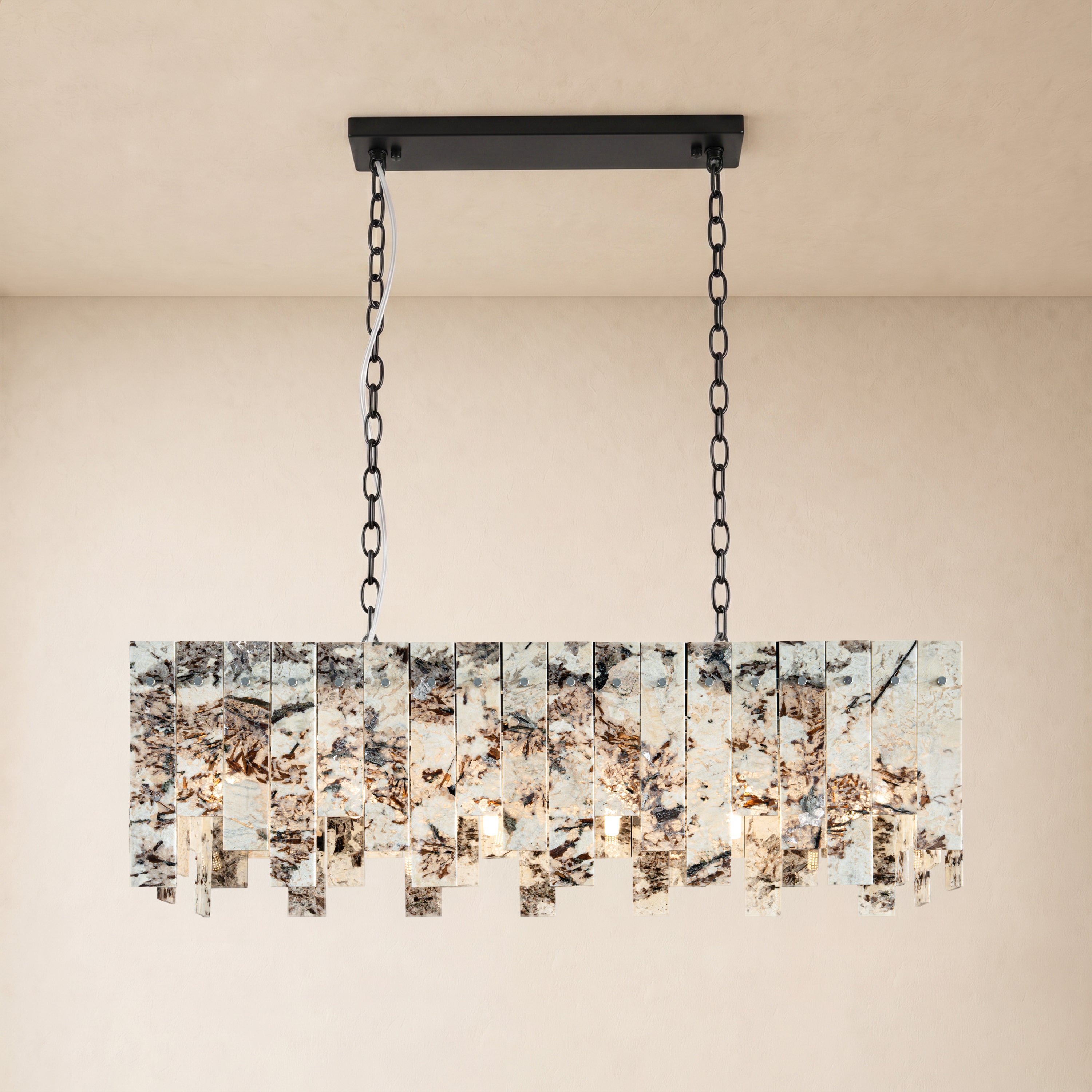 Pietra Quartzite Rectangular Linear Chandelier 36" 40"W