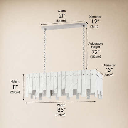 Pietra White Marble Rectangular Chandelier 36" 40"W