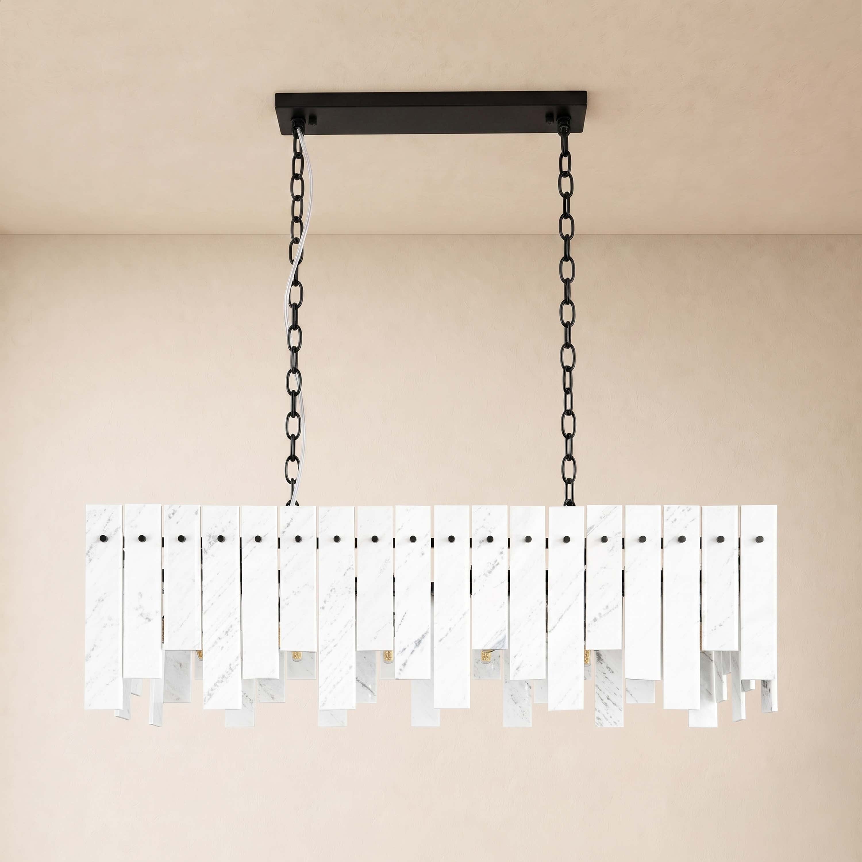 Pietra White Marble Rectangular Chandelier 36" 40"W