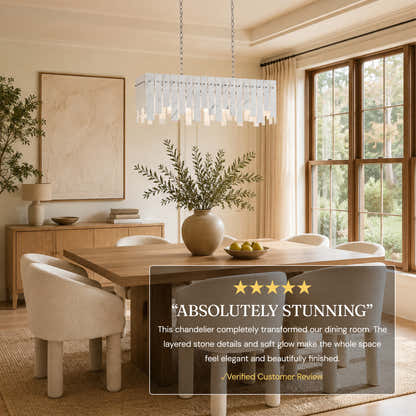 Pietra White Marble Rectangular Chandelier 36" 40"W